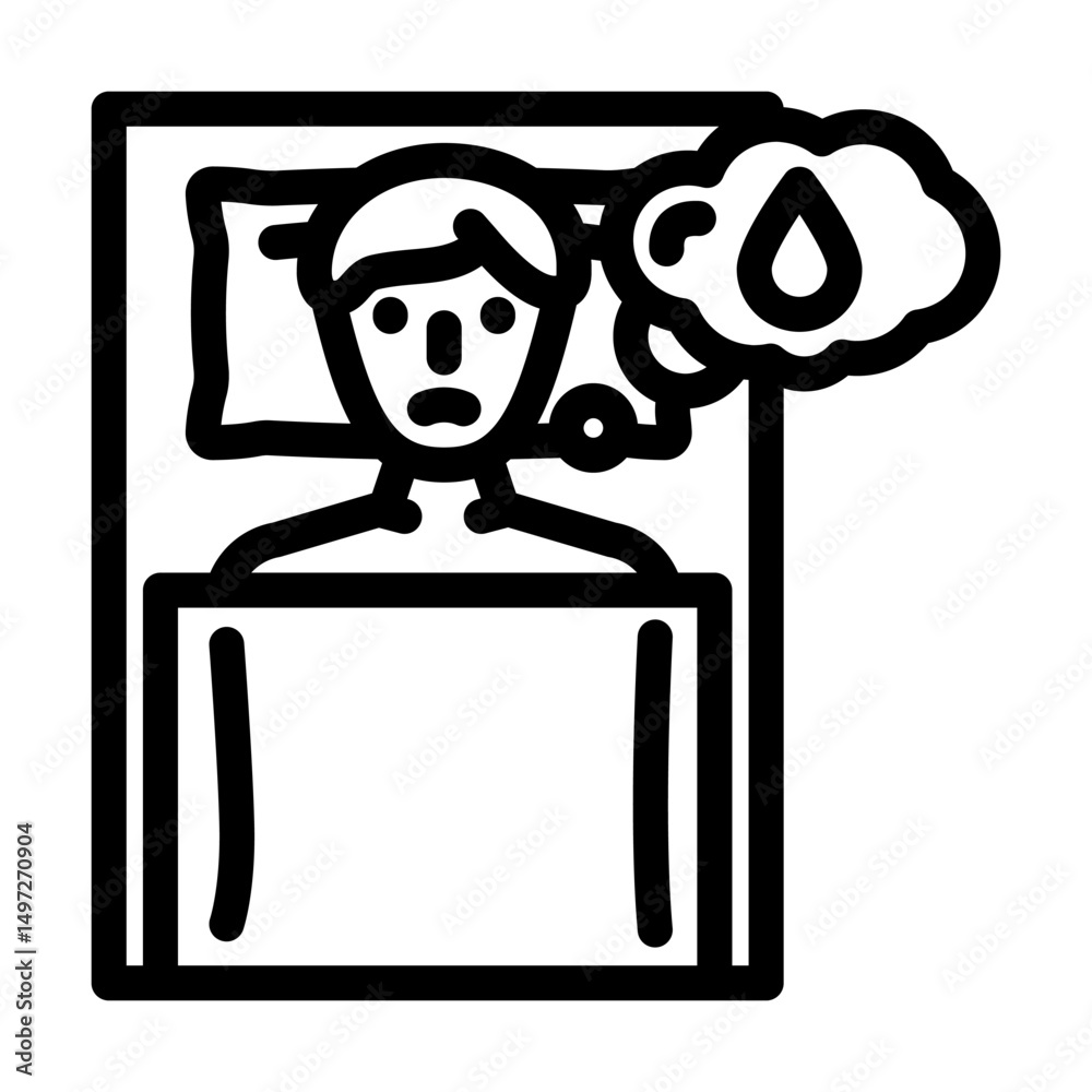 Naklejka premium nocturia urology line icon vector illustration