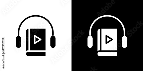 Audio book icon Vector in flat style. Collection silhouettes