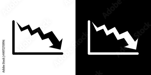 Arrow trend-down icon Vector in flat style. Collection silhouettes