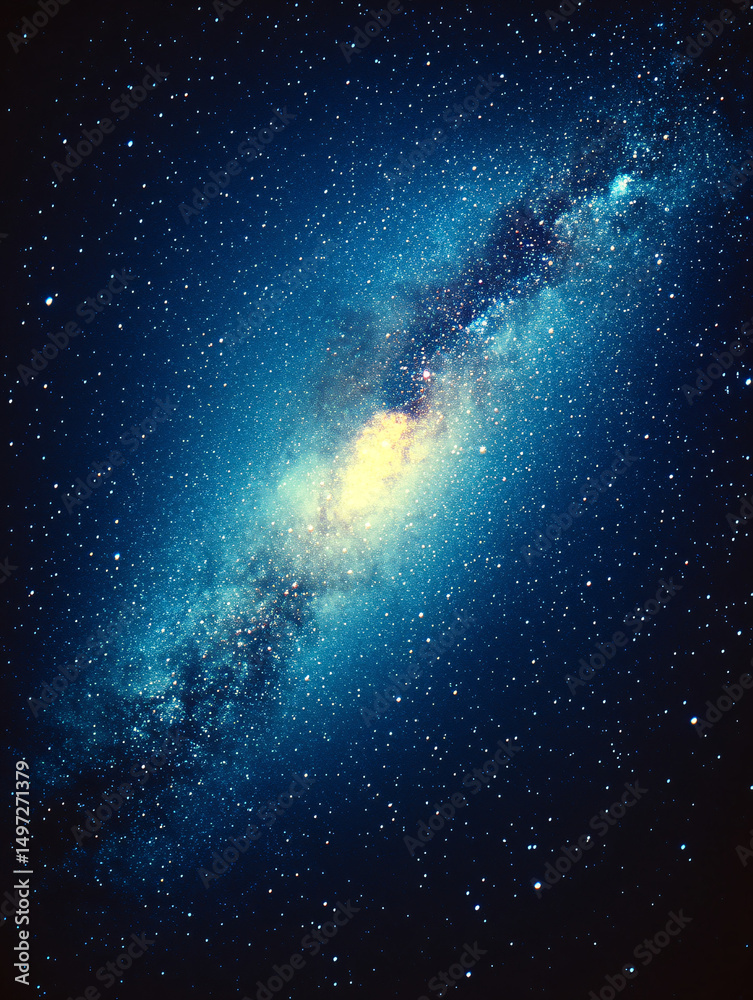 Fototapeta premium Mystical Milky Way: A mesmerizing journey through the cosmos unveils a vibrant galaxy of stars, nebulas, and cosmic dust, presenting the awe-inspiring beauty of the universe.