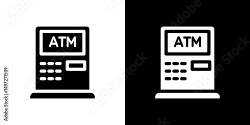 Atm icon Vector in flat style. Collection silhouettes