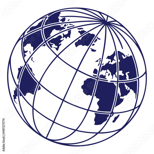 World Globe Illustration with Continents