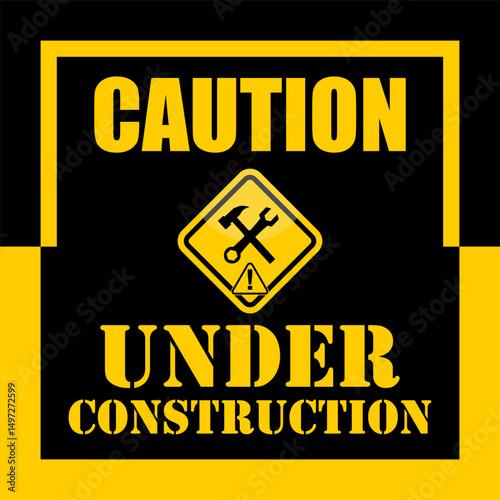 under construction, board and sign vector