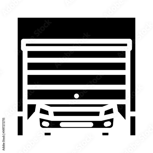 car inside garage glyph icon vector illustration