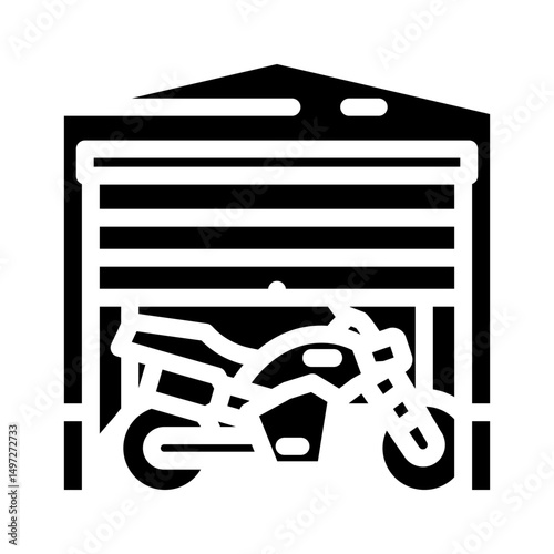 motorcycle garage glyph icon vector illustration
