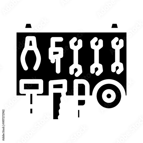 wall mounted tool rack glyph icon vector illustration