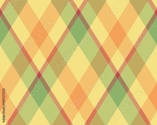 Argyle pattern of geometric rhombus. Harlequin check wallpaper design. Classic diamond shaped textile material for web background, print fabric clothing, sweater, wrapping paper, gift card, invitation