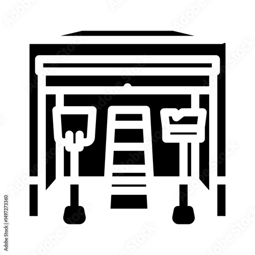 snow shovel winter gear glyph icon vector illustration