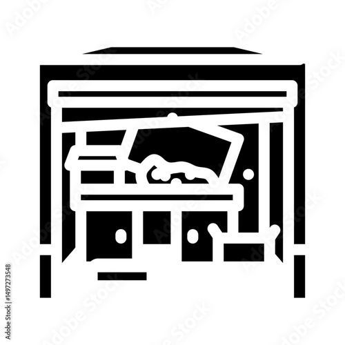 cluttered messy garage glyph icon vector illustration