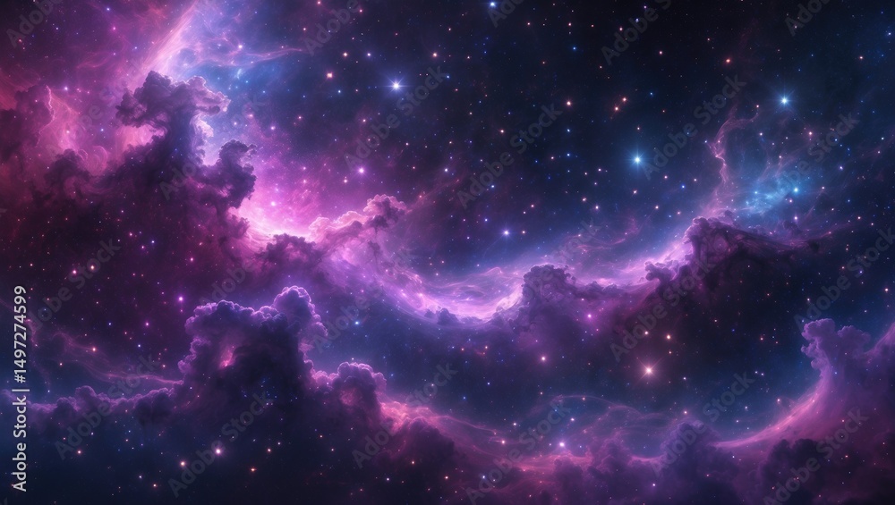 Naklejka premium Glowing stars and nebula in the enigmatic depths of space