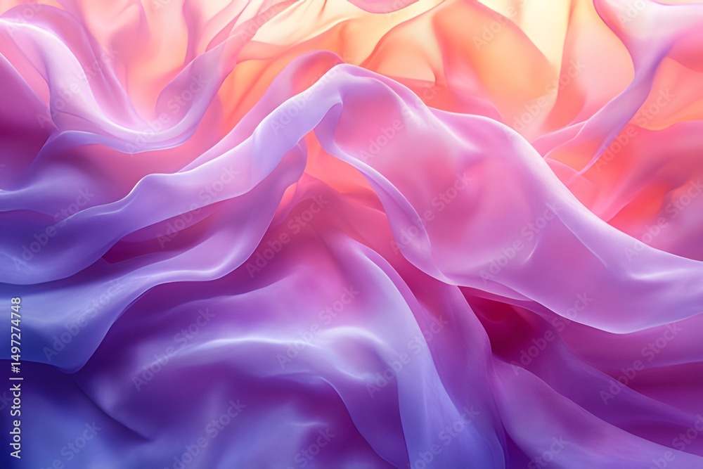 Fototapeta premium Abstract Draped Fabric in Soft Pink Purple and Orange Hues