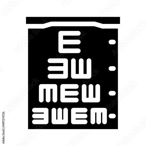 exam chart optometry vision eye glyph icon vector illustration