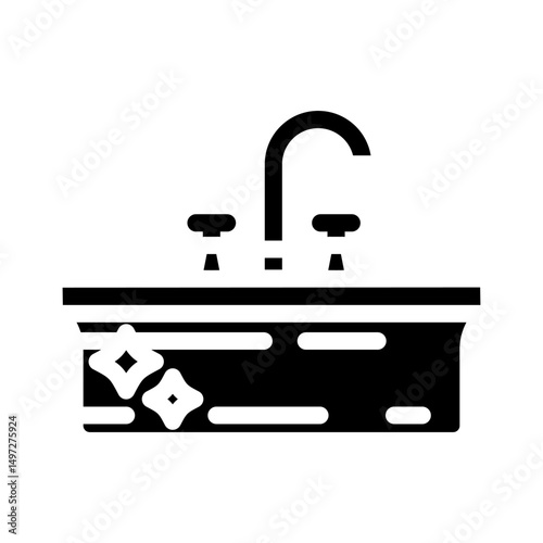 porcelain sink glyph icon vector illustration