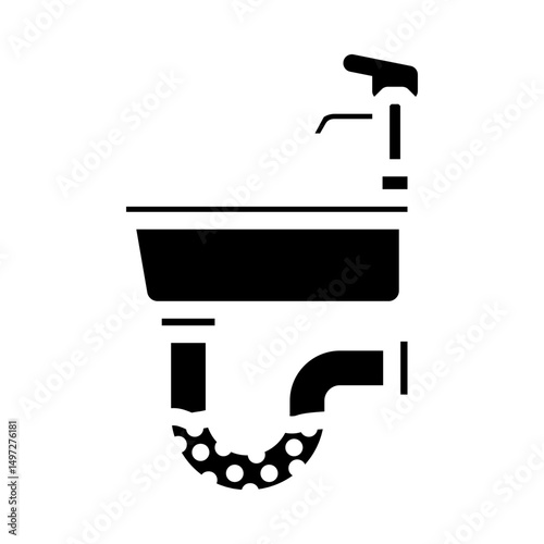 clogged sink glyph icon vector illustration