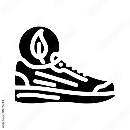 biodegradable running shoes outdoor fitness glyph icon vector illustration