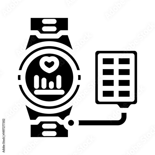 solar powered fitness tracker outdoor glyph icon vector illustration