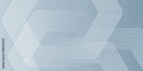 Abstract hexagon lines on gray background. Geometric stripe line art design modern vector illustration