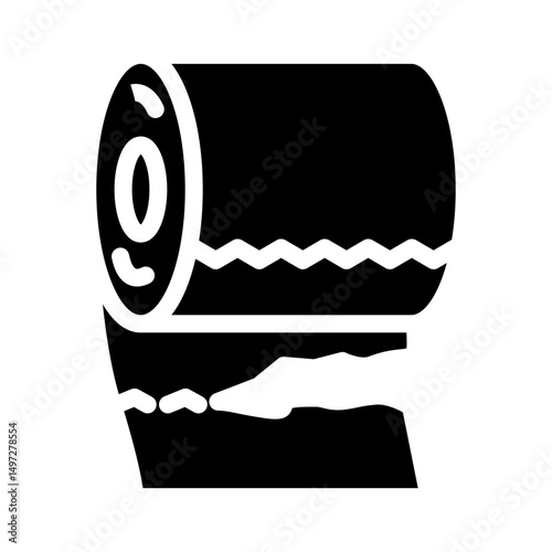 rip line toilet paper glyph icon vector illustration