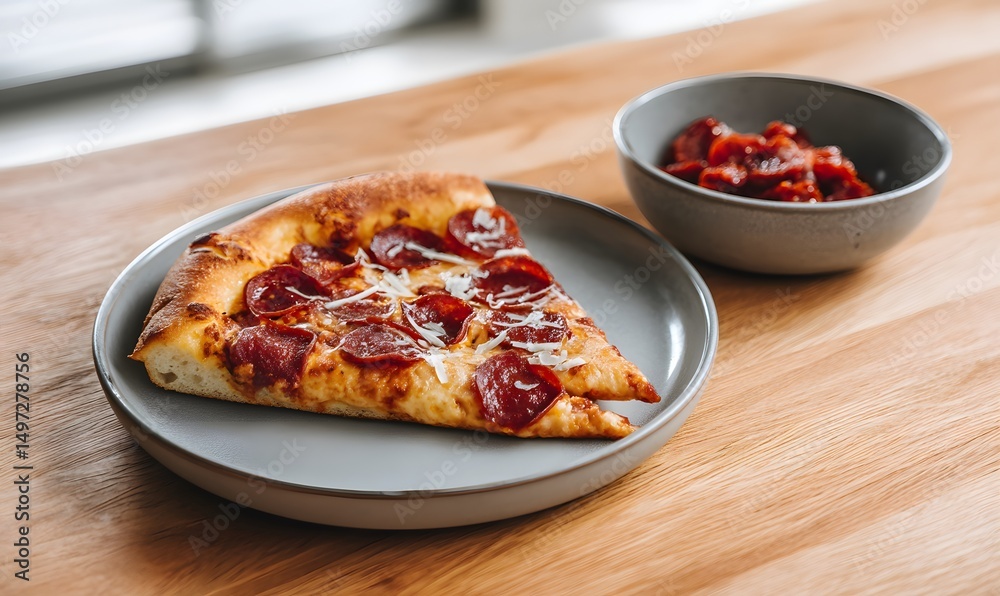 A quarter slice American Pizza Detroit Style, with Mozarella Cheese and pepperoni, Generative AI A quarter slice American Pizza Detroit Style, with Mozarella Cheese and pepperoni, Generative AI