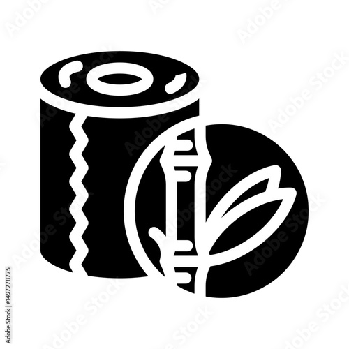 friendly bamboo toilet paper glyph icon vector illustration
