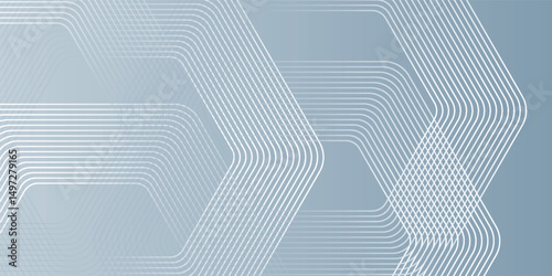 Abstract hexagon lines on gray background. Geometric stripe line art design modern vector illustration