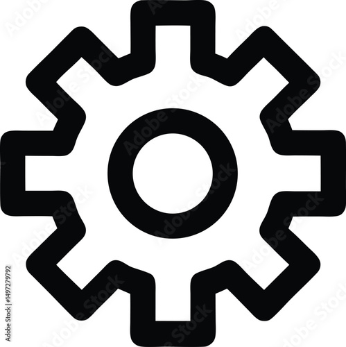 Black Gear Icon – Mechanical Settings Symbol Vector PNG