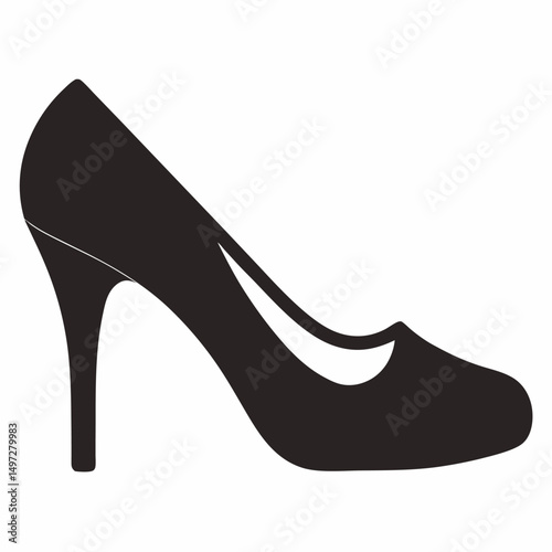 Single woman shoe black icon on white background.