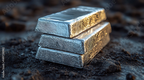 Silver Bullion Bars Stacked Elegantly on Dark Ground Symbolizing Wealth