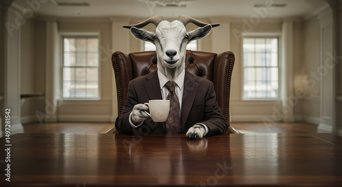 Goat in Suit: Surreal Business Photo | Stock Image
