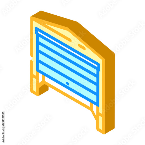 garage exterior open door isometric icon vector illustration