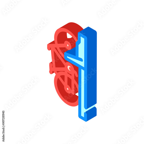 bicycle hanging wall isometric icon vector illustration