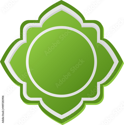 Shapes of Islamic ornament frames and badges in a green gradient