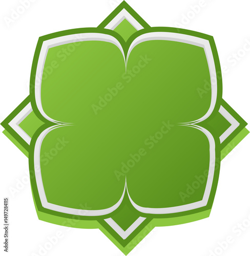 Shapes of Islamic ornament frames and badges in a green gradient