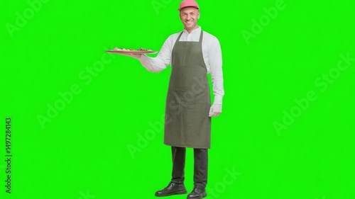 Serving with a Smile: A waiter, dressed in a crisp apron, expertly presents a dish, radiating hospitality and culinary finesse. capturing the spirit of service