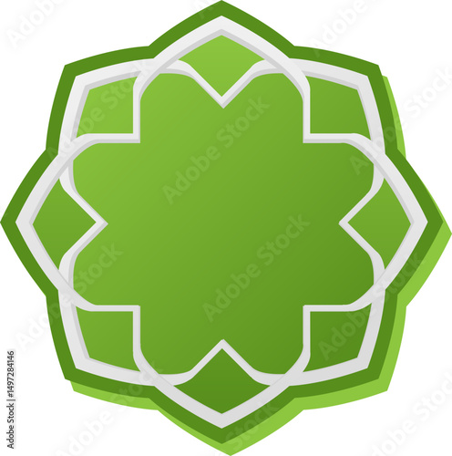 Shapes of Islamic ornament frames and badges in a green gradient