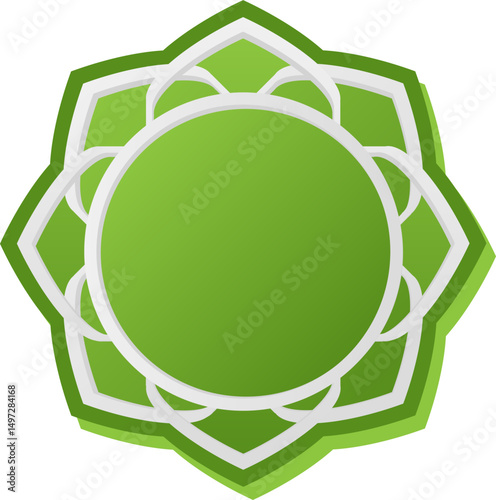 Shapes of Islamic ornament frames and badges in a green gradient