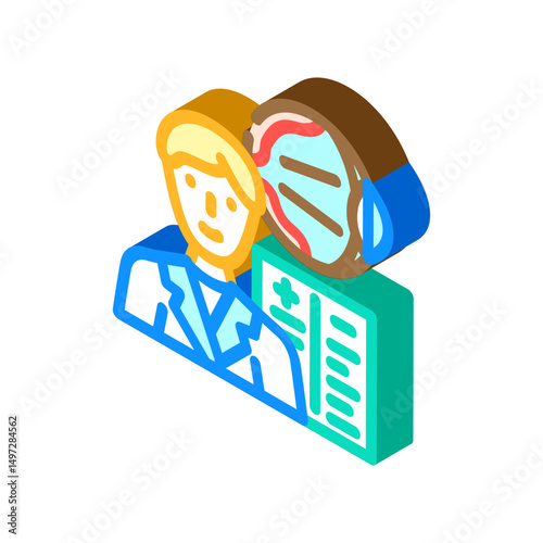 doctor optometry vision eye isometric icon vector illustration