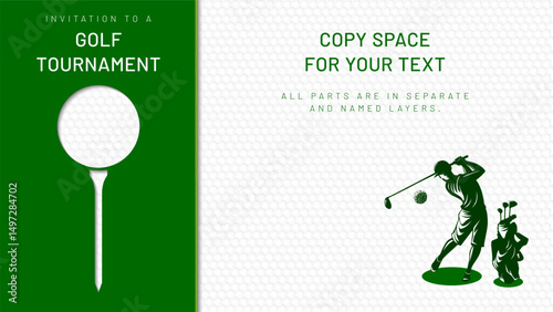 Textured golf tournament invitation card template