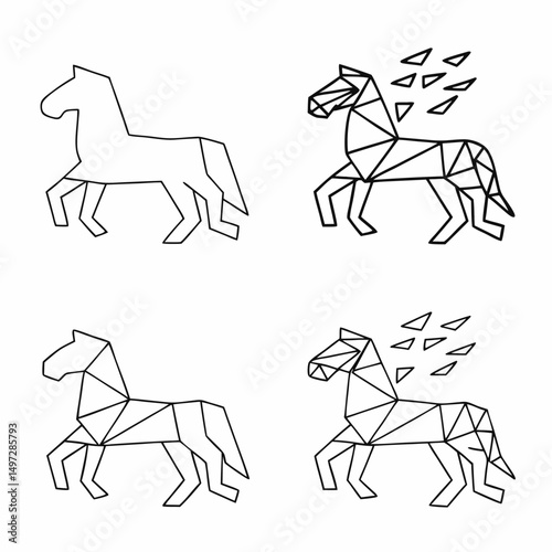 Vector silhouettes of horses with riders for equestrian sports and racing illustrations