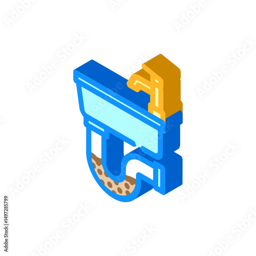 clogged sink isometric icon vector illustration