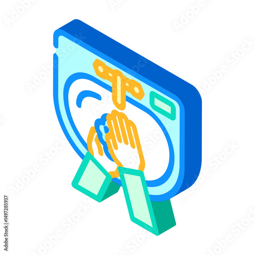 handwashing at sink isometric icon vector illustration