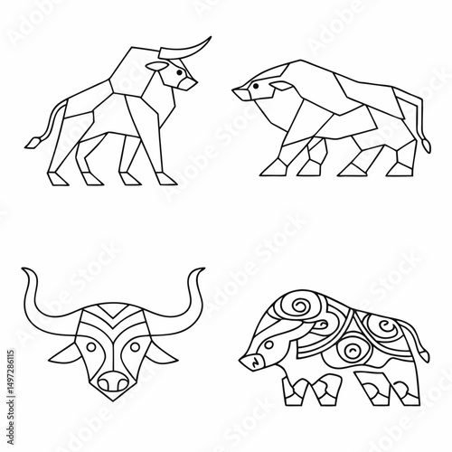 Vector wild animal cartoon set illustration with elephant, lion, and fox