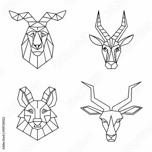Black and white goat vector cartoon illustration, a funny mammal head design