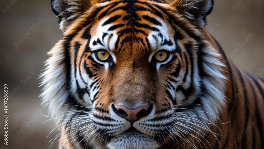 Obraz premium Profile portrait of a beautiful tiger in close-up