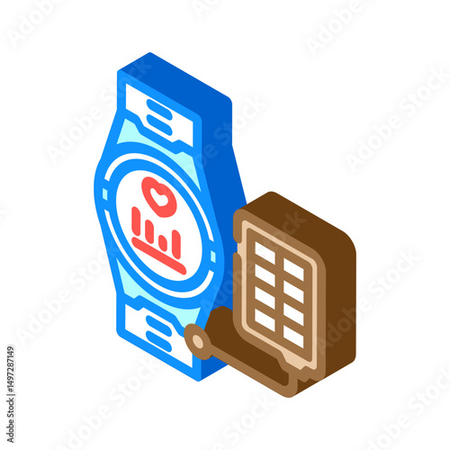 solar powered fitness tracker outdoor isometric icon vector illustration