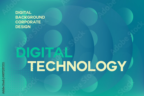 Abstract glowing digital futuristic background emerald color blurred gradient backdrop with flowing geometric shapes. Tech corporate design, modern technology. Ideal for website banner, presentation