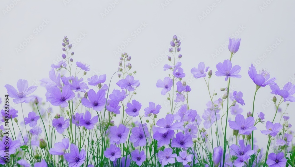 Fototapeta premium Gentle lavender blooms set on a white surface.