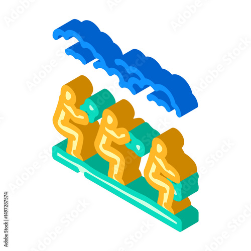 outdoor group fitness class sustainable isometric icon vector illustration