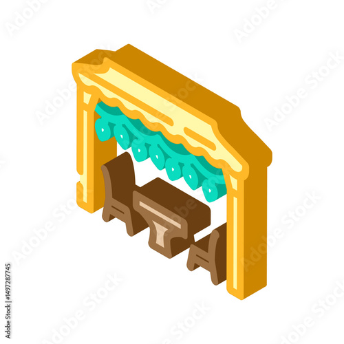 tent outdoor retreat wellness sustainable fitness isometric icon vector illustration