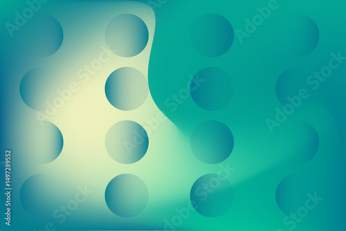 Abstract glowing digital futuristic background emerald color blurred gradient backdrop with flowing geometric shapes. Tech corporate design, modern technology. Ideal for website banner, presentation